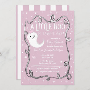 A Little Boo Ghost Pink Halloween Baby Shower Invitation