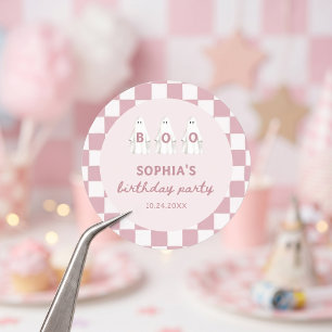 A Little Boo Girl Ghost Birthday Paper Sticker
