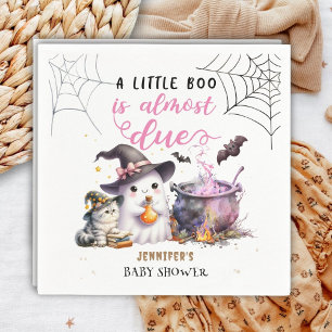 A Little Boo! Girl Pink Halloween Baby Shower Pink Napkin