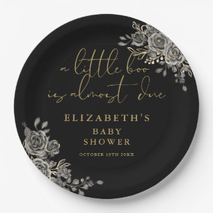 A Little Boo Gothic Floral Baby Shower Paper Plate