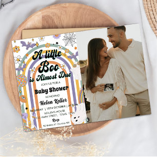 A Little Boo Groovy Rainbow Halloween Baby Shower Invitation