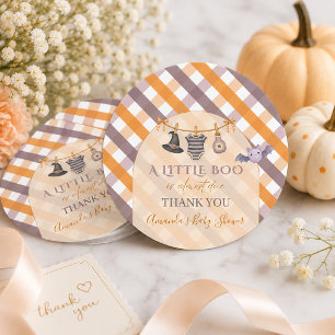 A Little Boo Halloween Clothesline Baby Shower Classic Round Sticker