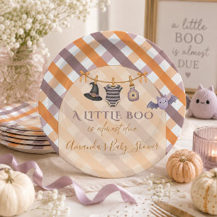 A Little Boo Halloween Clothesline Baby Shower Paper Plate