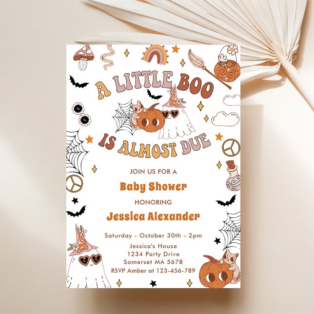 A Little Boo Halloween Cute Ghost Baby Shower Invitation (Creator Uploaded)