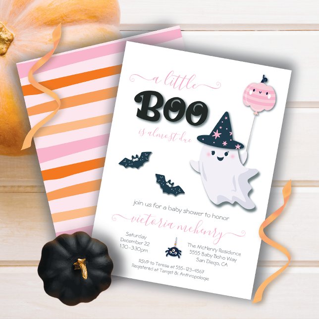 A little Boo Halloween Girl Baby Shower Invitation (Creator Uploaded)