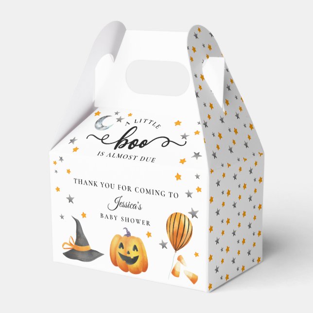A Little Boo Halloween Pumpkin Fall Baby Shower  Favor Box (Front Side)
