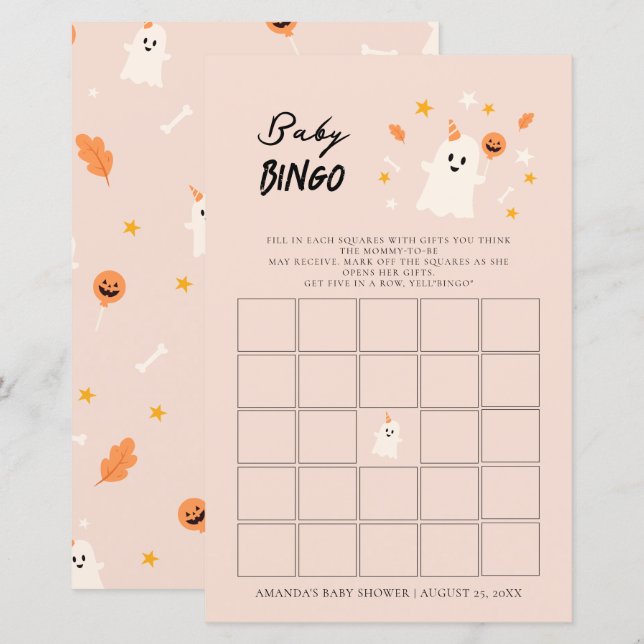 A Little Boo is Almost Due Baby Bingo (Front/Back)