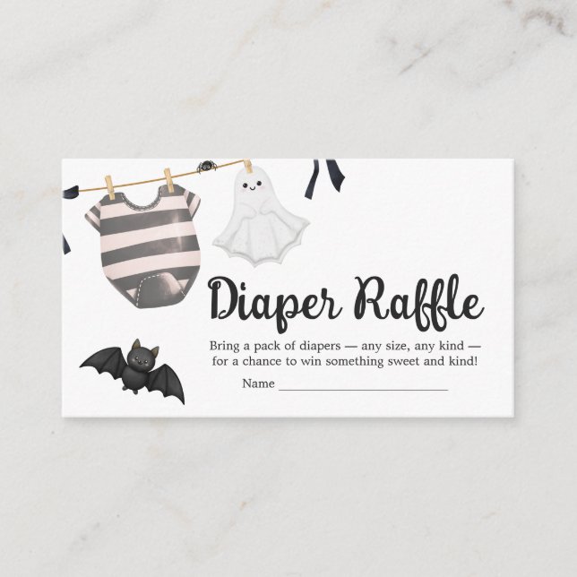 A Little Boo Is almost Due Baby Diaper Raffle Enclosure Card (Front)