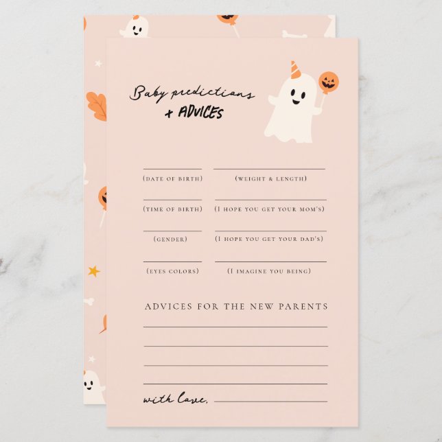 A Little Boo is Almost Due Baby Predictions  (Front/Back)