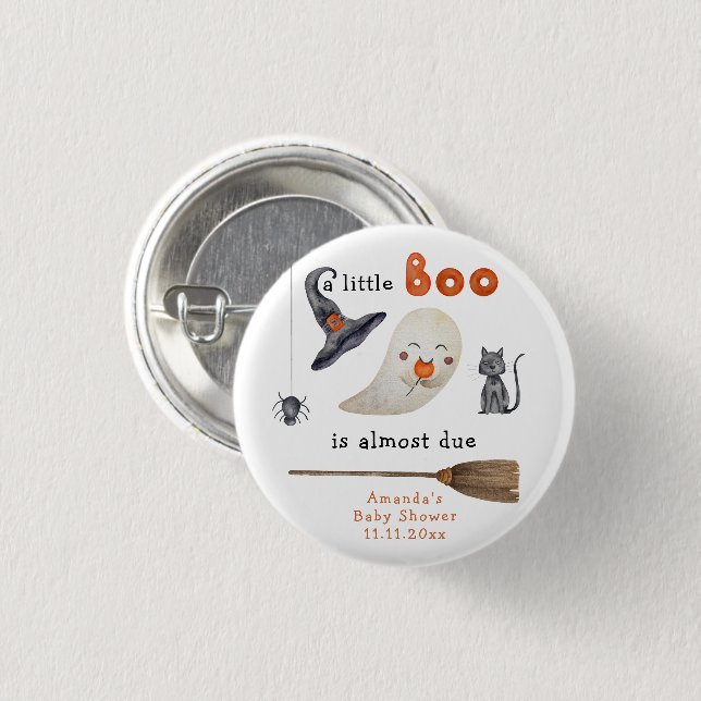A little Boo is almost due Baby shower 1 Inch Round Button (Front & Back)