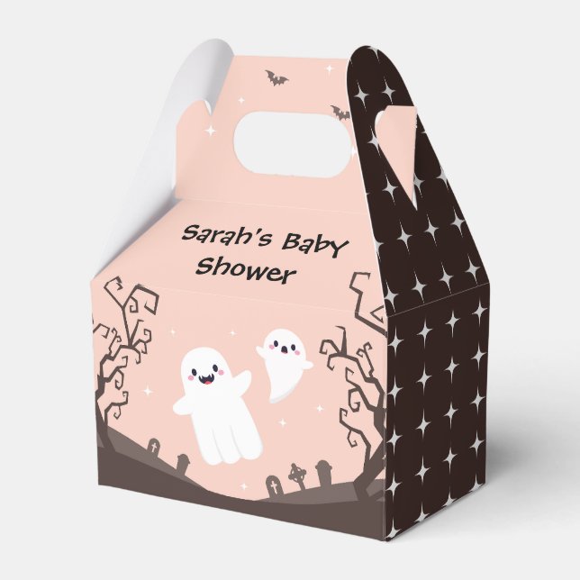 A Little Boo Is Almost Due Baby Shower Ghost Favor Box (Front Side)