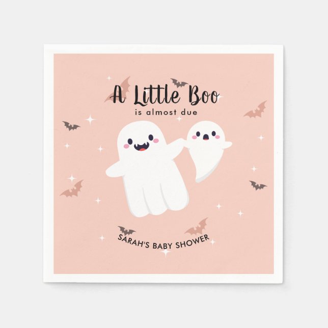 A Little Boo Is Almost Due Baby Shower Ghost Napkin (Front)