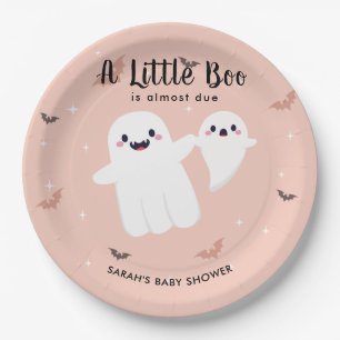 A Little Boo Is Almost Due Baby Shower Ghost Paper Plate