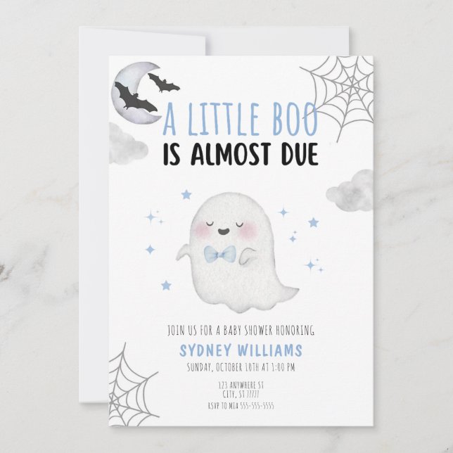 A LITTLE BOO IS ALMOST DUE BABY SHOWER INVITE (Front)