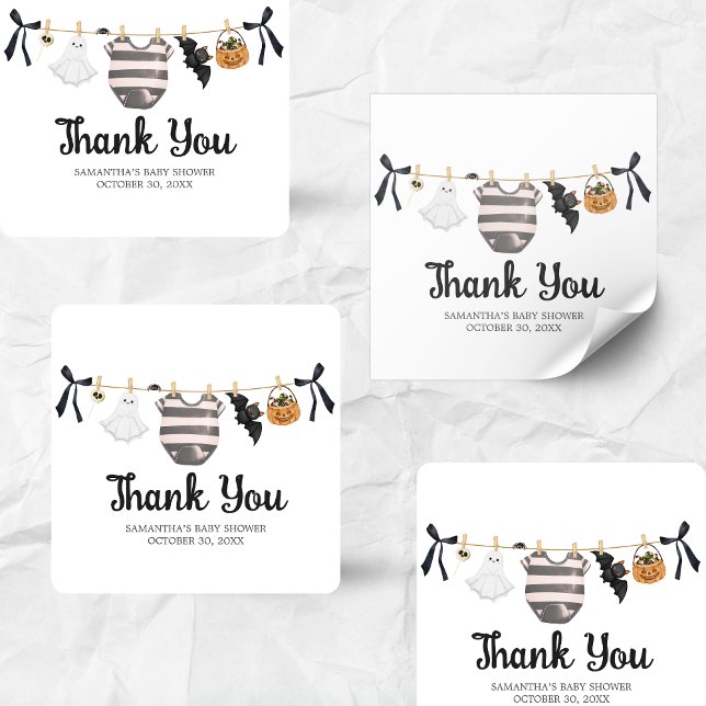 A Little Boo Is almost Due Baby Shower Square Sticker (A Little Boo Baby Clothes Baby Shower Sticker)