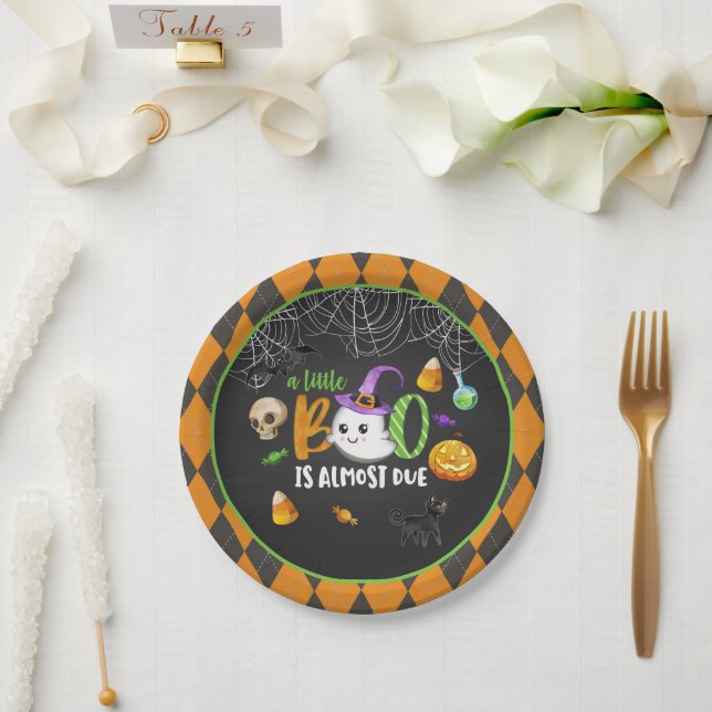 A Little Boo is Almost Due (Blk) Party Plate (Wedding)