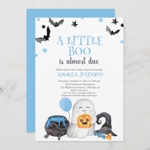 A Little Boo Is Almost Due Blue Boy Baby Shower Invitation