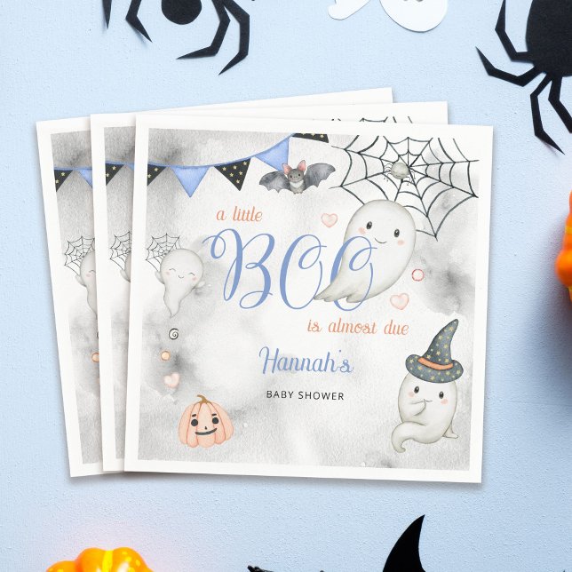 A Little Boo is Almost Due Boy Baby Shower Napkin (Creator Uploaded)