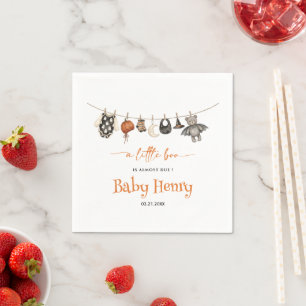 A Little Boo Is Almost Due clothesline Baby Shower Napkin