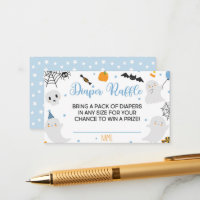 A Little Boo is Almost Due Diaper Raffle Card Boy