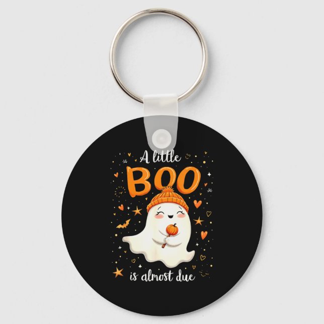 A Little Boo Is Almost Due Expecting Mom Halloween Keychain (Front)