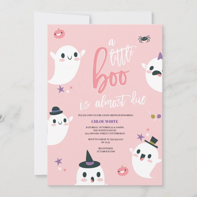 A Little Boo is Almost Due Ghost Baby Shower Invitation (Front)