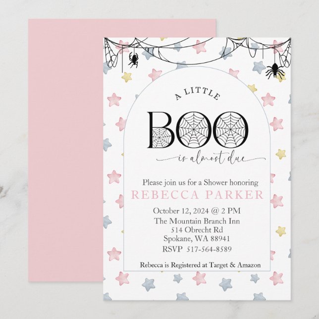A Little Boo is almost due Girl Baby Shower Invitation (Front/Back)