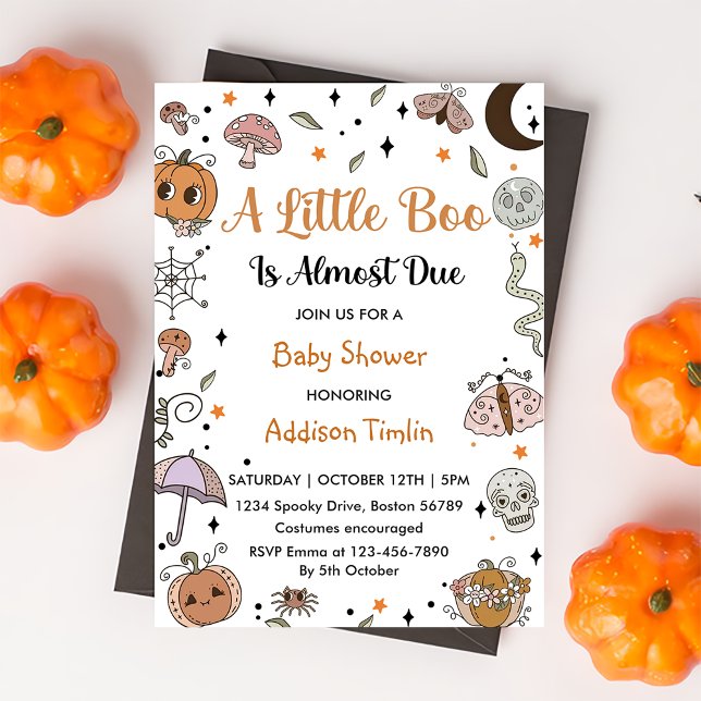 A Little Boo is Almost Due Hallowe Party  Invitation (Creator Uploaded)