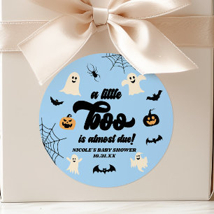 A Little Boo Is Almost Due! Halloween Baby Shower Classic Round Sticker