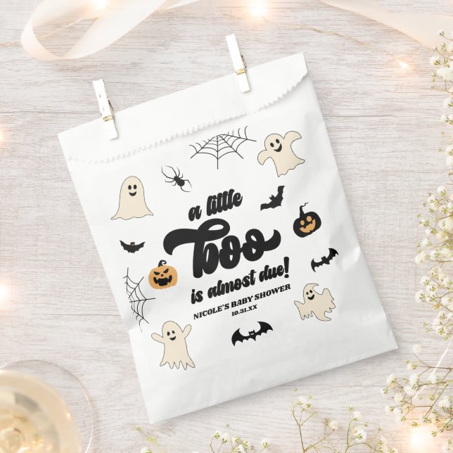A Little Boo Is Almost Due! Halloween Baby Shower Favour Bag (Clipped)