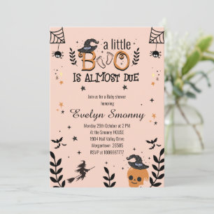 a little boo is almost due halloween baby shower invitation