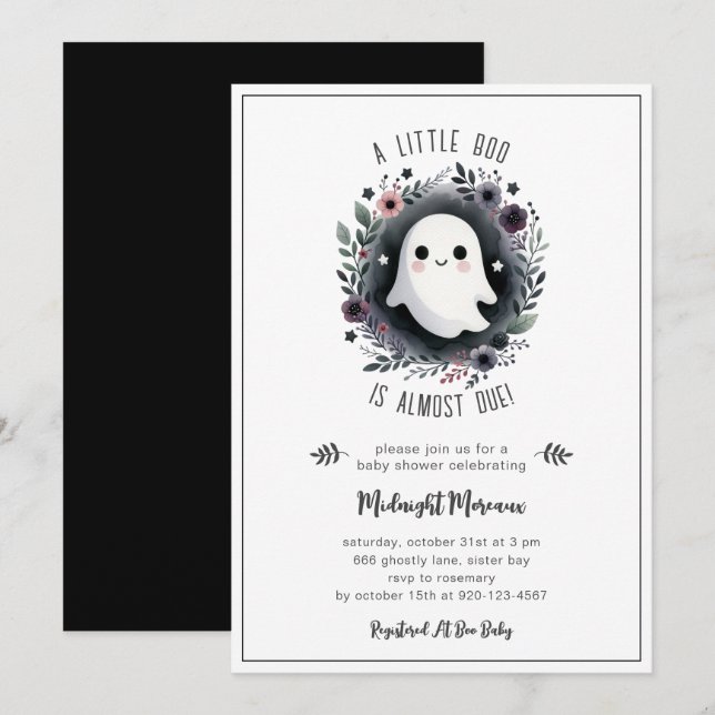 A Little Boo Is Almost Due Halloween Baby Shower Invitation (Front/Back)