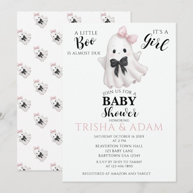 A Little Boo Is Almost Due – Halloween Baby Shower Invitation (Front/Back)