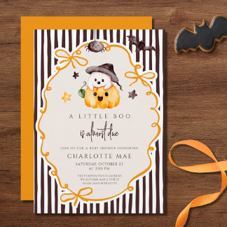 A Little Boo Is Almost Due Halloween Baby Shower Invitation