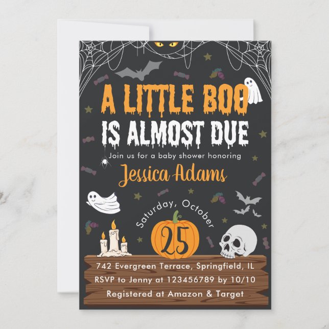 A little Boo is Almost Due Halloween Baby Shower  Invitation (Front)