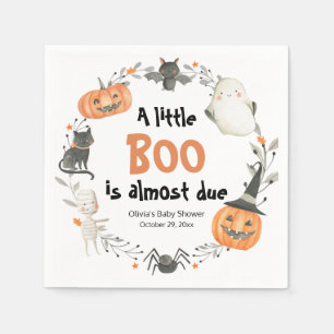 A Little Boo is almost due Halloween Baby Shower Napkin