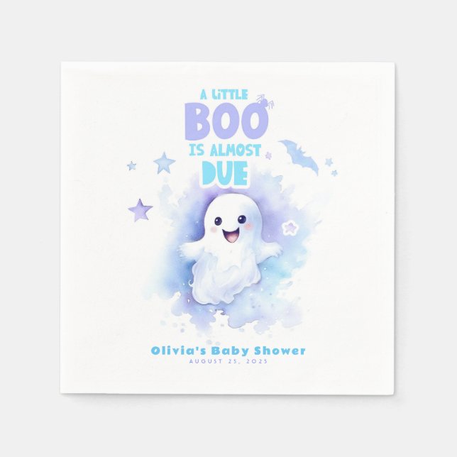 A Little Boo is Almost Due Halloween Baby Shower Napkin (Front)