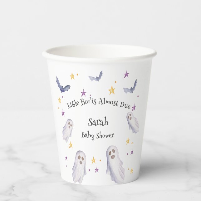 A Little Boo is Almost Due Halloween Baby Shower  Paper Cups (Front)