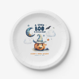 A Little Boo is Almost Due Halloween Baby Shower Paper Plate