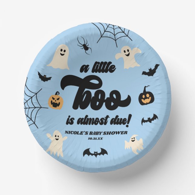 A Little Boo Is Almost Due! Halloween Baby Shower Paper Plate (Front)