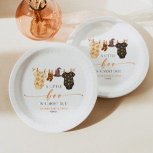 A Little Boo Is Almost Due! Halloween Baby Shower Paper Plate