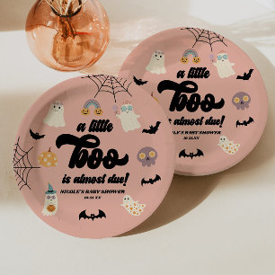 A Little Boo Is Almost Due! Halloween Baby Shower Paper Plate