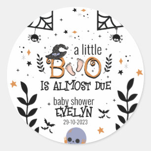 a little boo is almost due Halloween  Classic Round Sticker