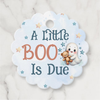 A Little Boo Is Due Cute Baby Boy Ghost Custom Favour Tags