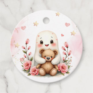 A Little Boo Is Due Cute Baby Girl Ghost Custom Favour Tags