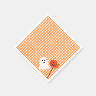 A Little Boo is Due Orange Gingham Spooky Lollipop Napkin