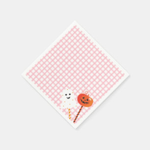 A Little Boo is Due Pink Gingham Cute Lollipops Napkin