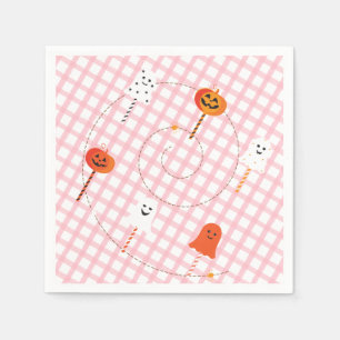 A Little Boo is Due Pink Gingham Ghost Lollipops Napkin