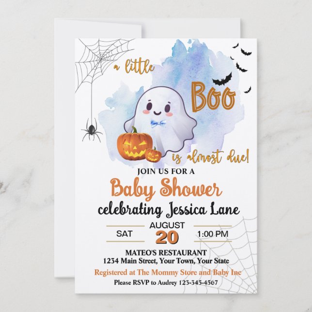 A Little Boo Is On The Way Baby Shower Invitation (Front)