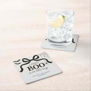 A Little Boo Is On The Way Baby Shower Square Paper Coaster